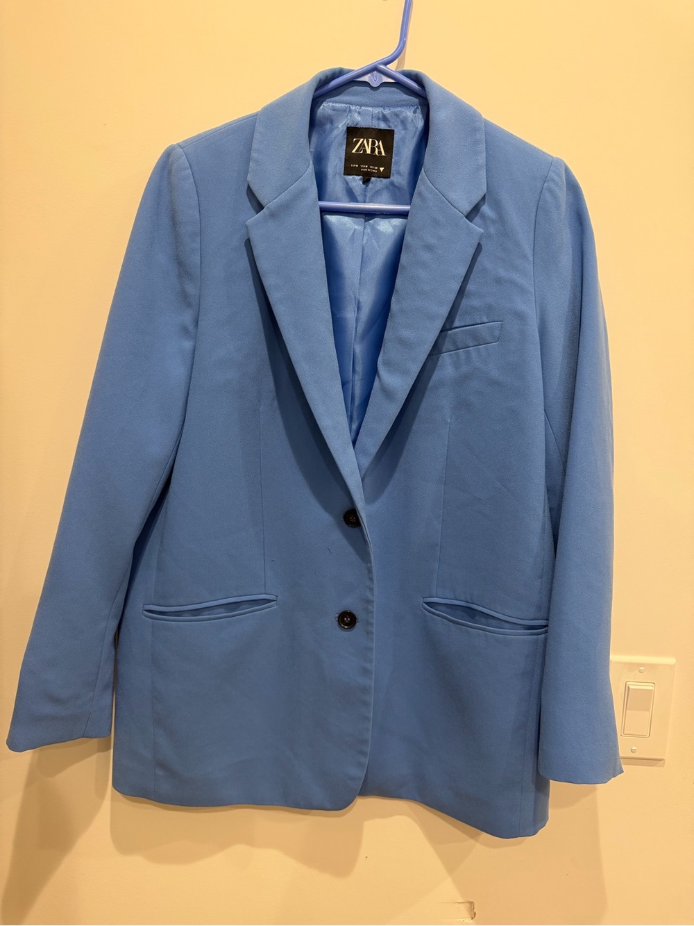 Zara Blue Single-Breasted two button pockets Women's Blazer Jacket